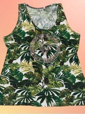 Guess Green Tropical Leaf Tank One-Piece